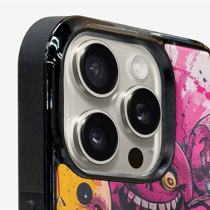iPhone 16 Pro Case — Melting Moon Smiley Black Pink Ink, Customized Protective Case