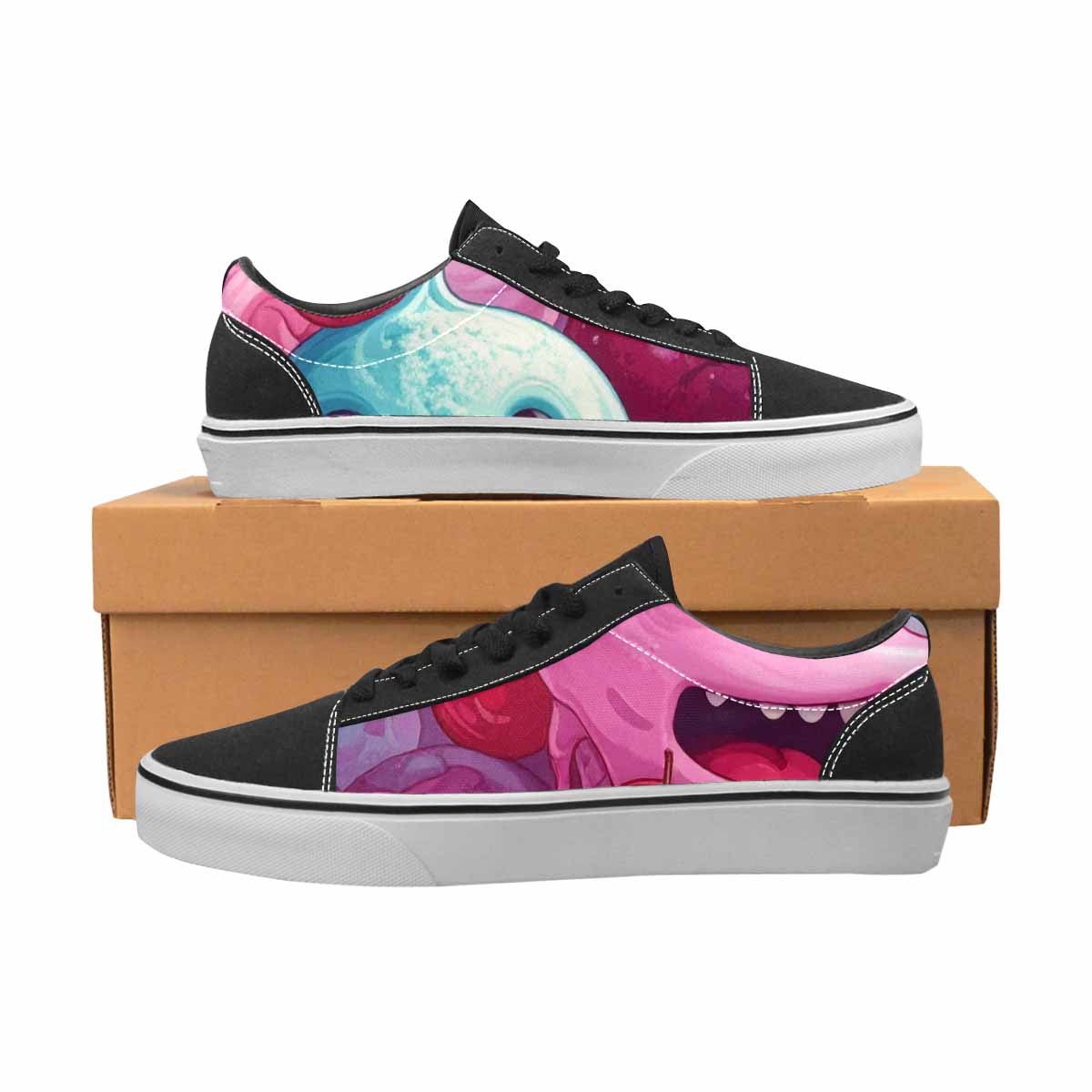 MEN'S Melting Icecream Monster Cherry Canvas Lace-Up Cottagecore Shoes