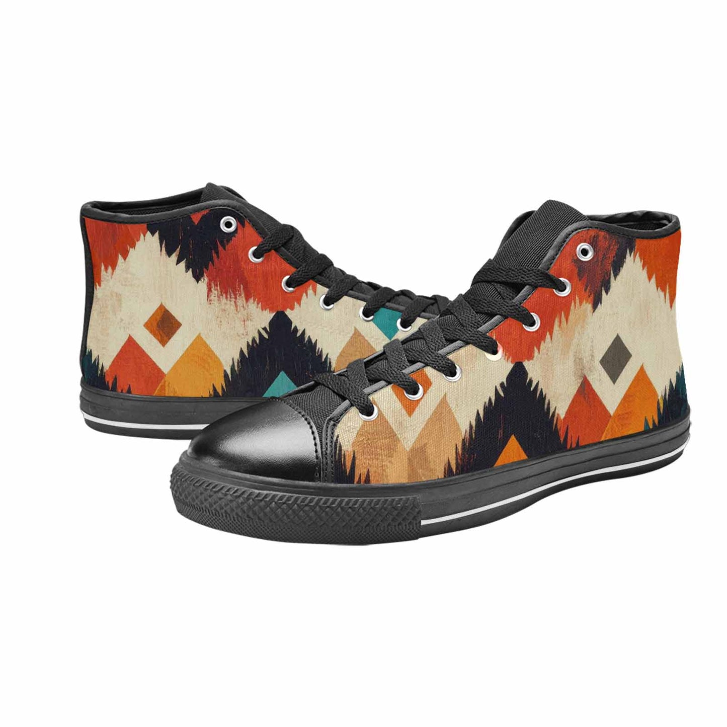 MEN'S Southwestern Geometric Diamond High Top Canvas Neon Fantasy Shoes