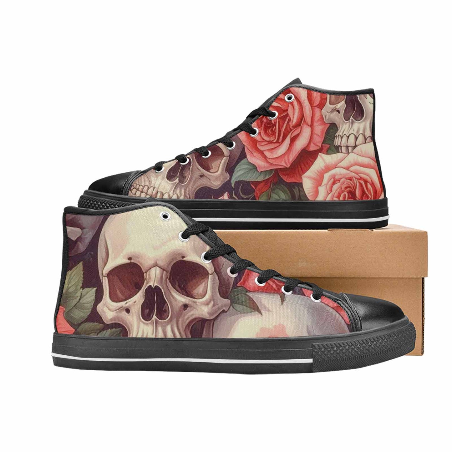 MEN'S Skulls Roses Soft Airbrush High Top Canvas Dark Academia Shoes
