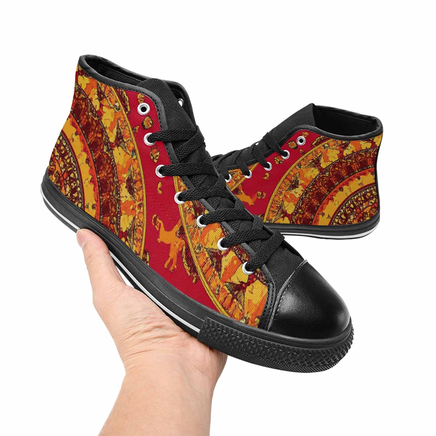 WOMEN'S Mandala Lions High Top Canvas Grunge Sneakers