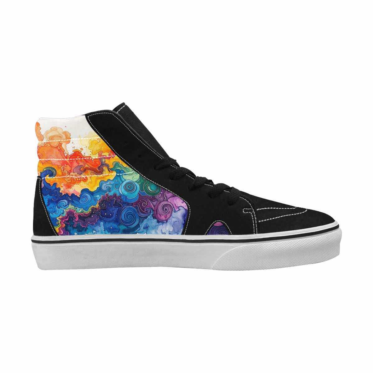 MEN'S Tie High Top Canvas Vibrant Chaos Custom Sneakers