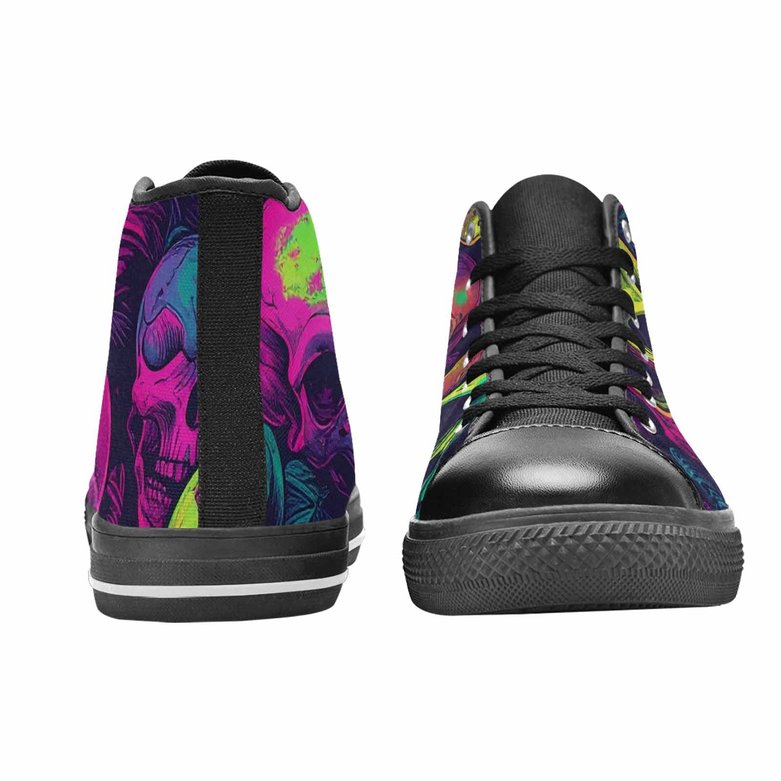 WOMEN'S Skulls - Neon High Top Canvas Wallpaper Art Custom Sneakers