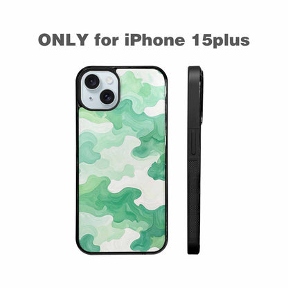 iPhone 15 Plus Case — Camo Mint Green White, Custom Art Phone Cover