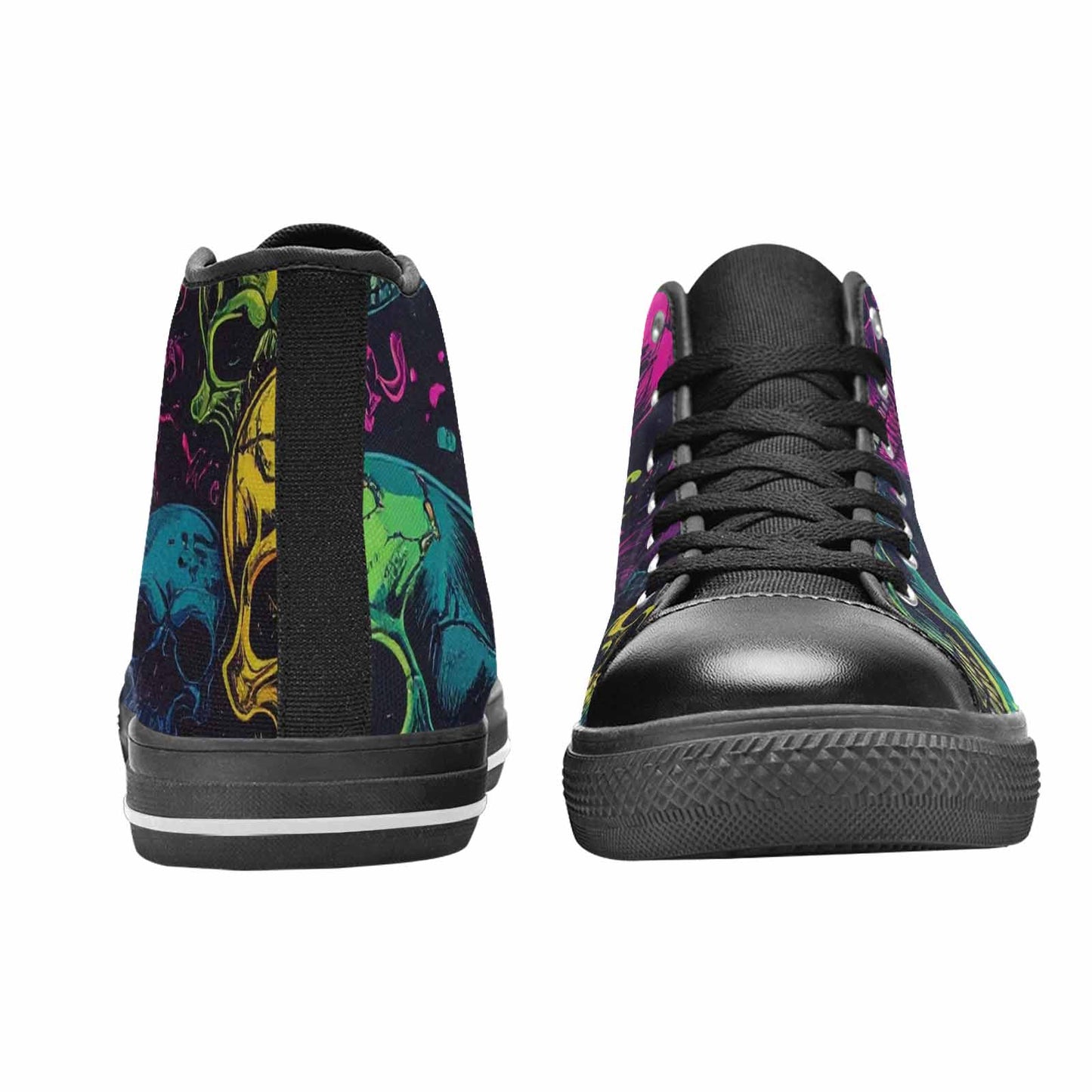 WOMEN'S Skulls - Neon High Top Canvas Dark Academia Custom Shoes