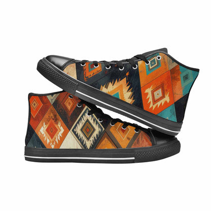MEN'S Southwestern Geometric Diamond High Top Canvas Dark Academia Shoes