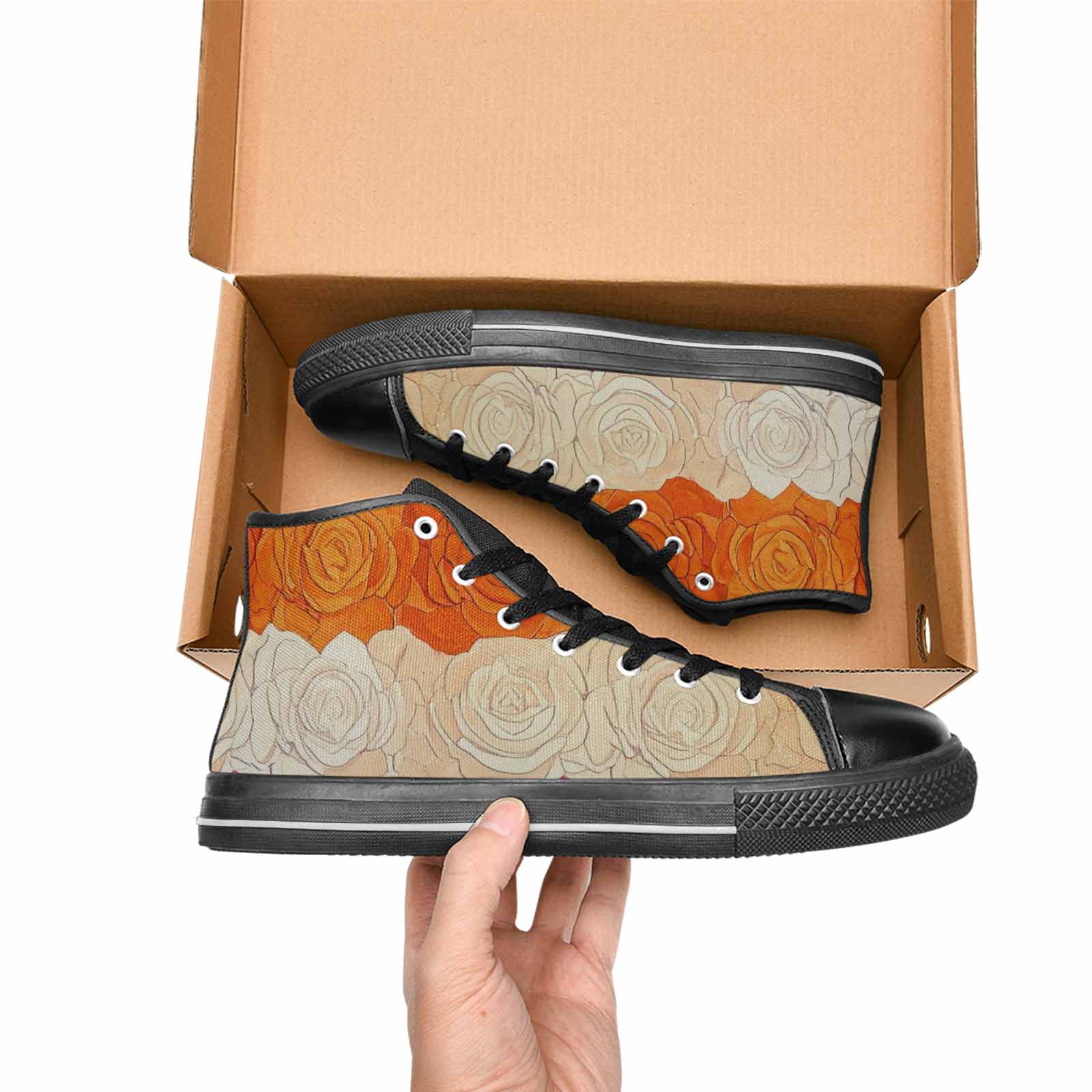 MEN'S Lesbian Flag Color High Top Canvas Dark Academia Sneakers