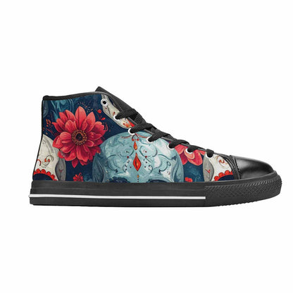 MEN'S Marble Skull High Top Canvas Neon Fantasy Sneakers