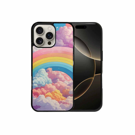 iPhone 16 Pro Max Case — Cloud And Rainbow Burst Pattern Hundreds, Custom Designed Case Cover