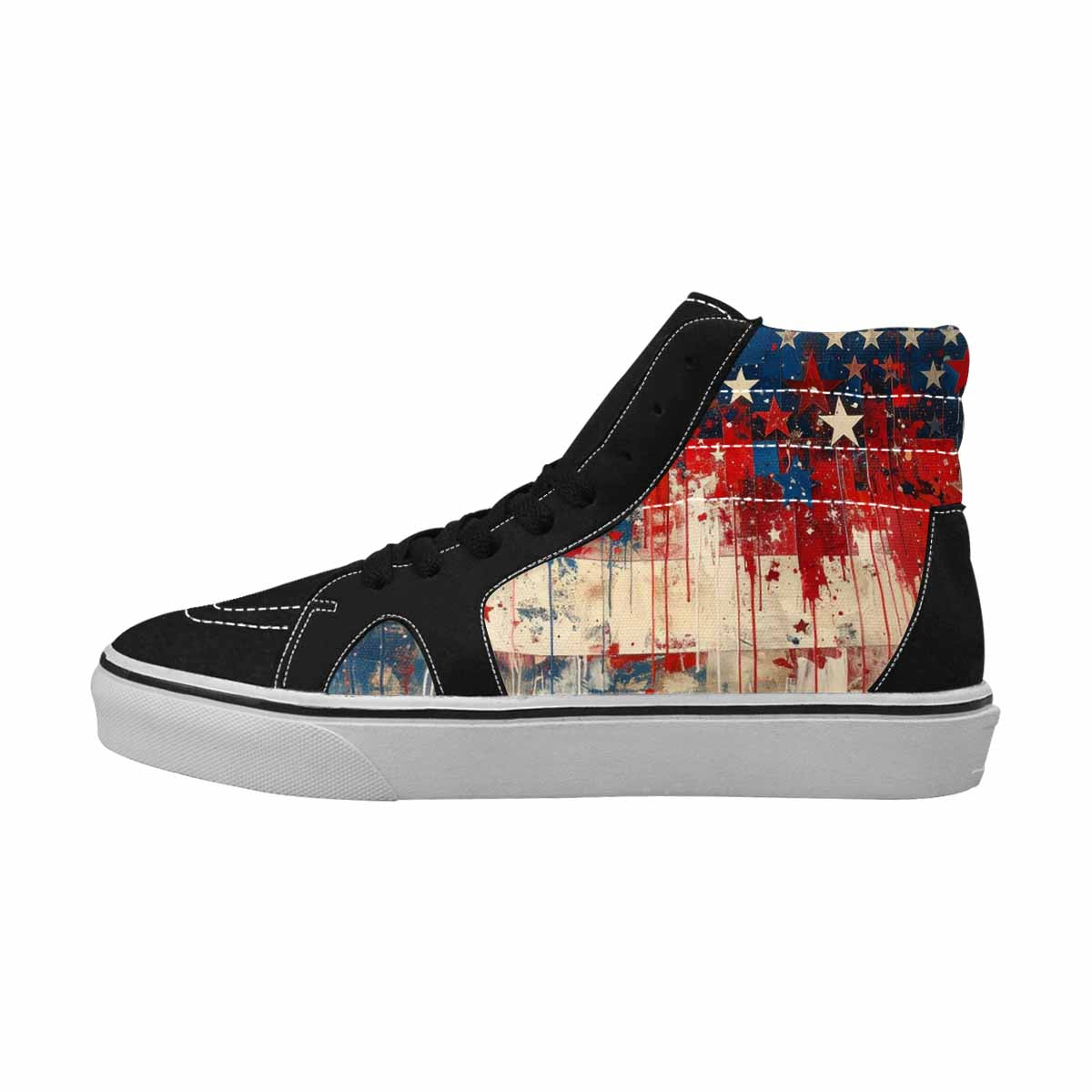 MEN'S Patriotic Stars Stripes High Top Canvas Melting Art Sneakers