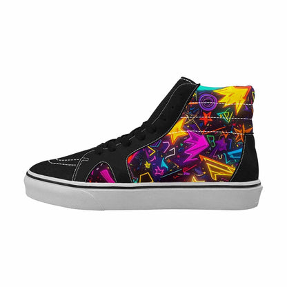 MEN'S 80s Retro Motif 80s High Top Canvas Neon Fantasy Custom Shoes
