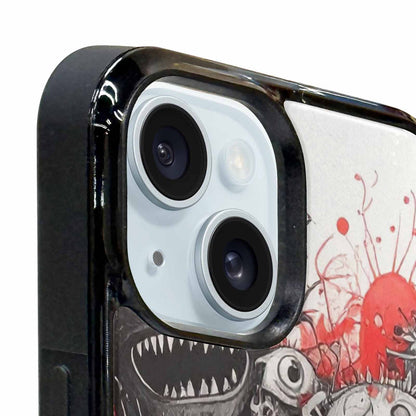 iPhone 15 Case — Multi Eye Monster Black Red Ink, Unique Phone Case Design