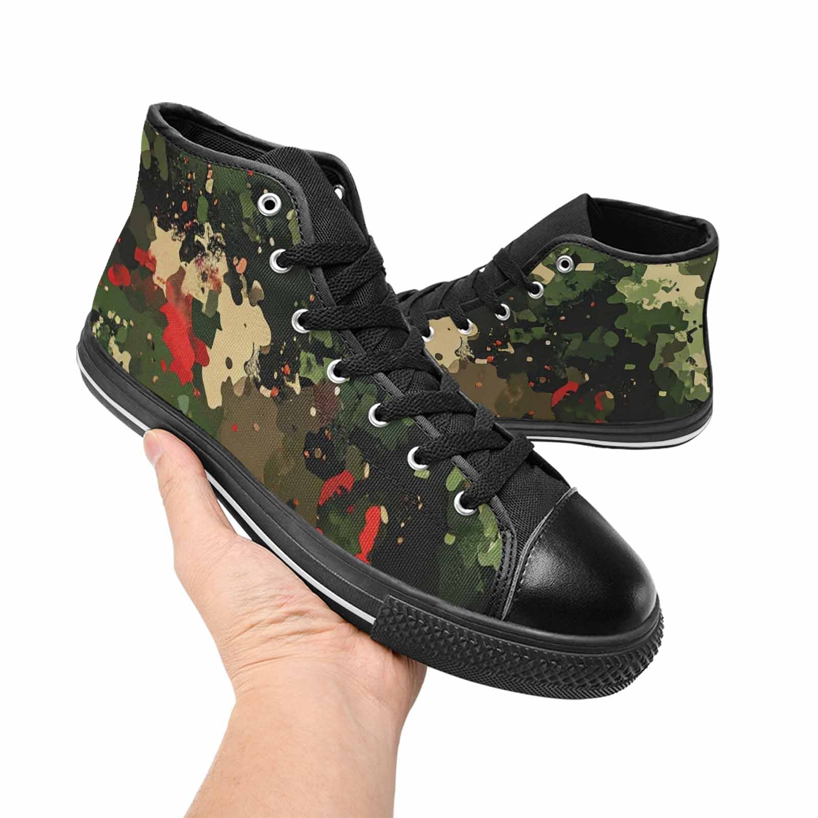 WOMEN'S Military Camouflage Blotch High Top Canvas Vibrant Chaos Shoes