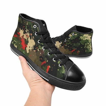 WOMEN'S Military Camouflage Blotch High Top Canvas Vibrant Chaos Shoes