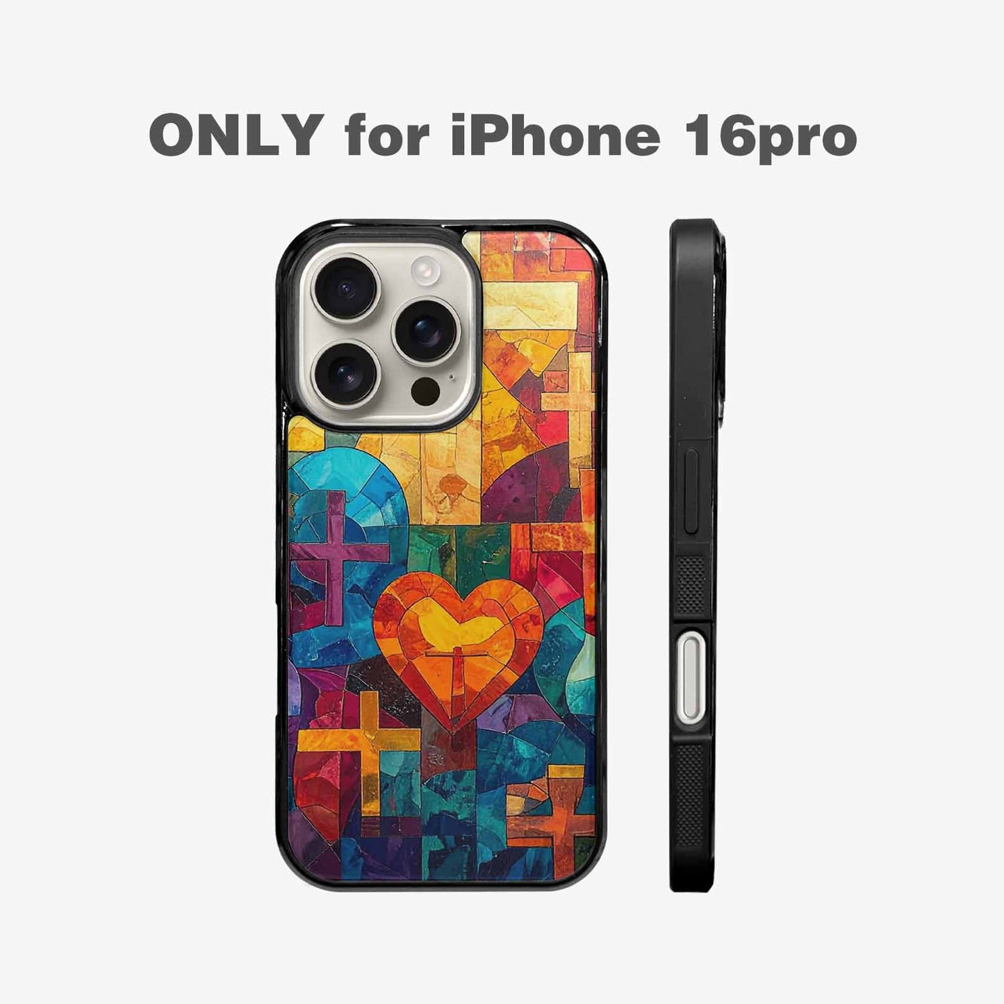 iPhone 16 Pro Case — Faith Cross And Faith Icons Pattern, Custom Designed Case Cover