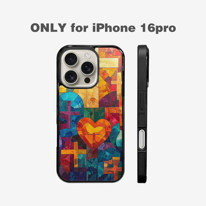 iPhone 16 Pro Case — Faith Cross And Faith Icons Pattern, Custom Designed Case Cover