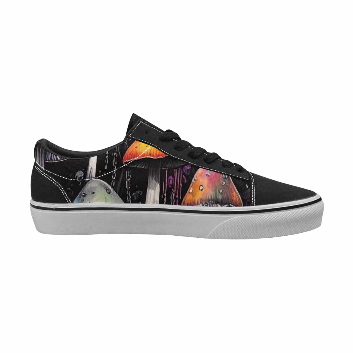 WOMEN'S Rainbow Drip Mushrooms Lace-Up Canvas Vibrant Chaos Sneakers