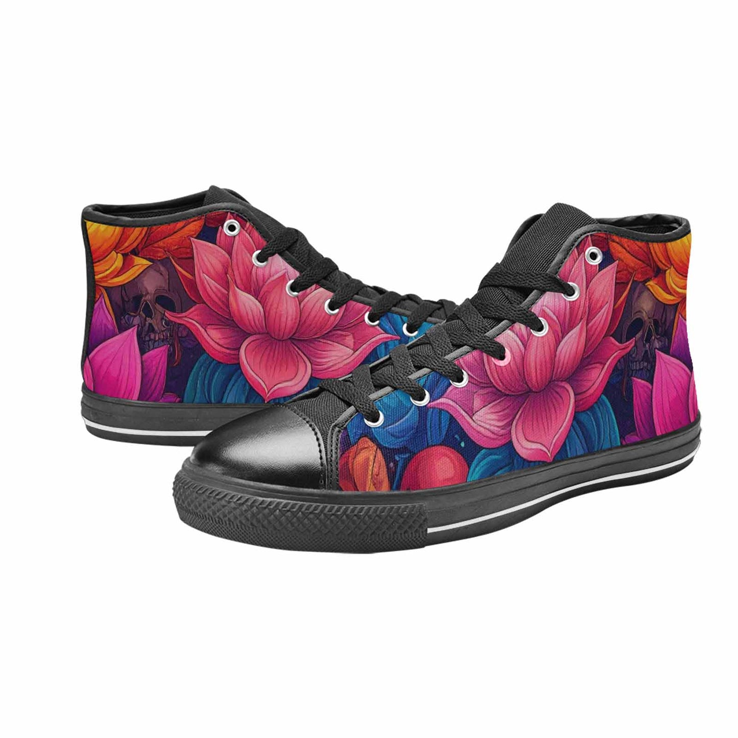 WOMEN'S Lotus Skulls High Top Canvas Dreamcore Sneakers