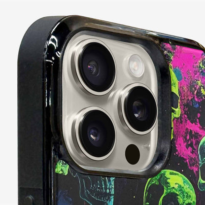 iPhone 16 Pro Max Case — Skeletons Neon Green Glowskele Ejt Personalized, Custom Printed Phone Case