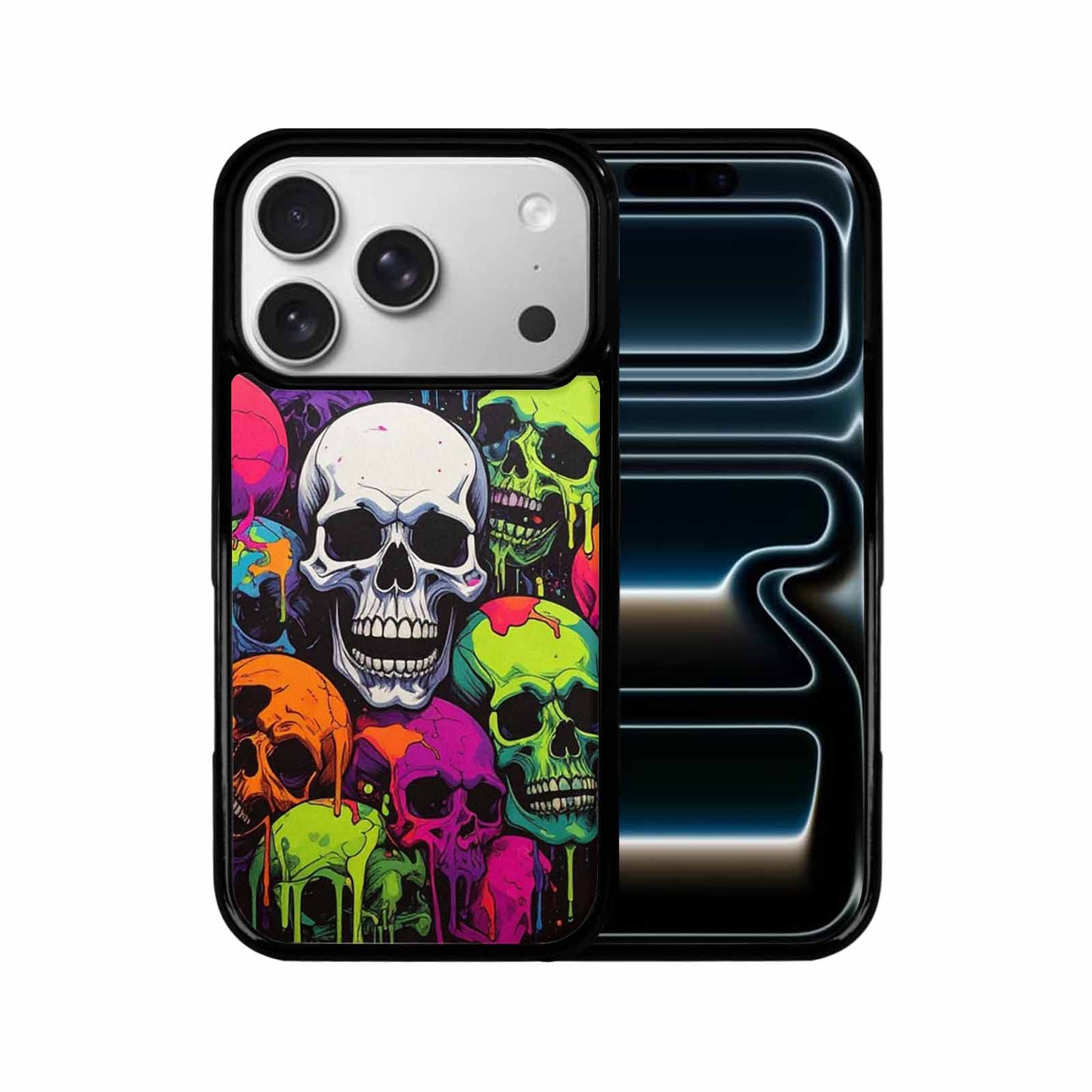 iPhone 17 Pro Case — Vibrant Camo Of Skeletons Neon Camo, Unique Phone Case Design