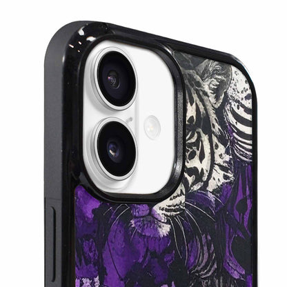 iPhone 17 Case — Black &amp; Purple Ink Animal Print, Personalized Phone Case