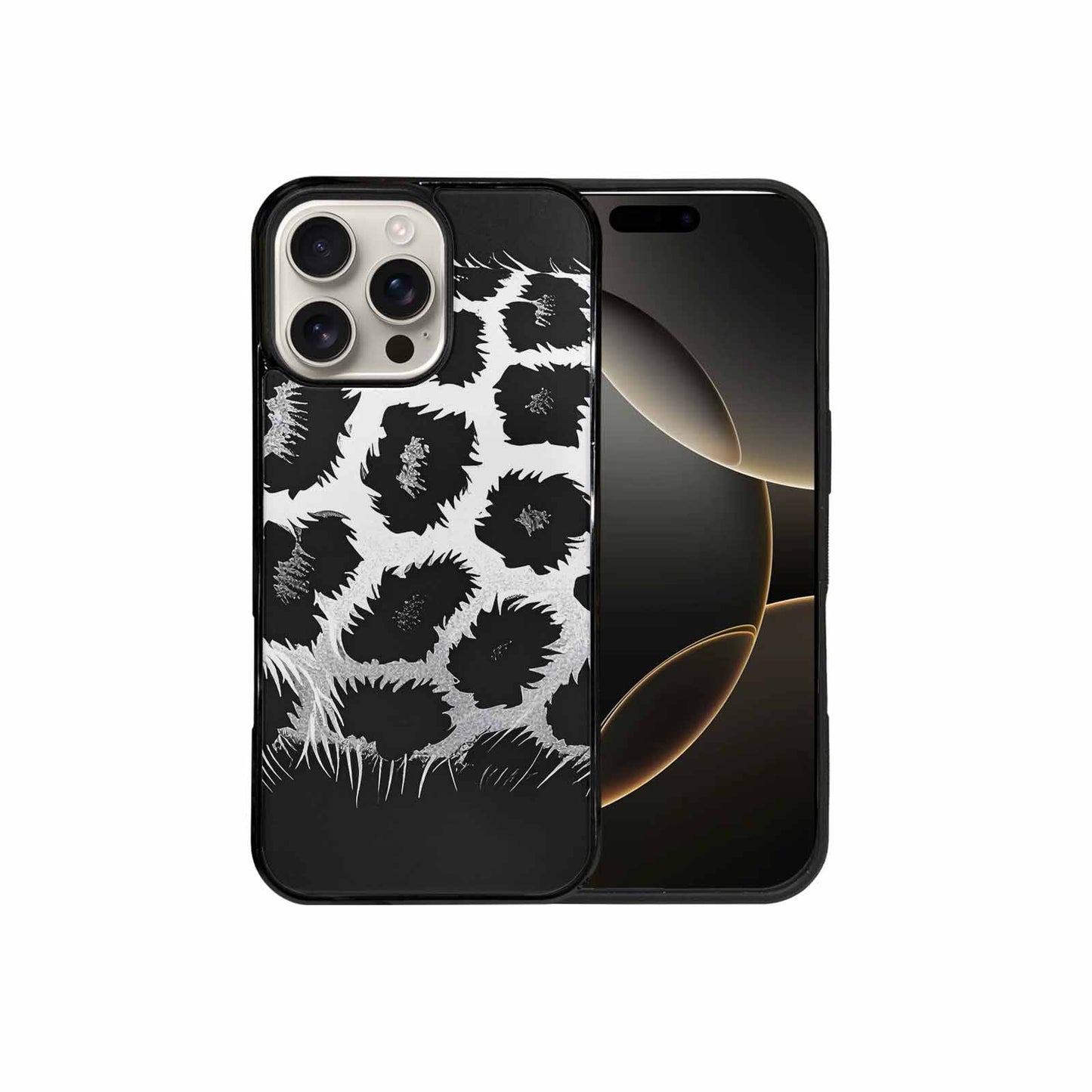 iPhone 16 Pro Max Case — Leopard Print Black And White Style, Personalized Phone Case