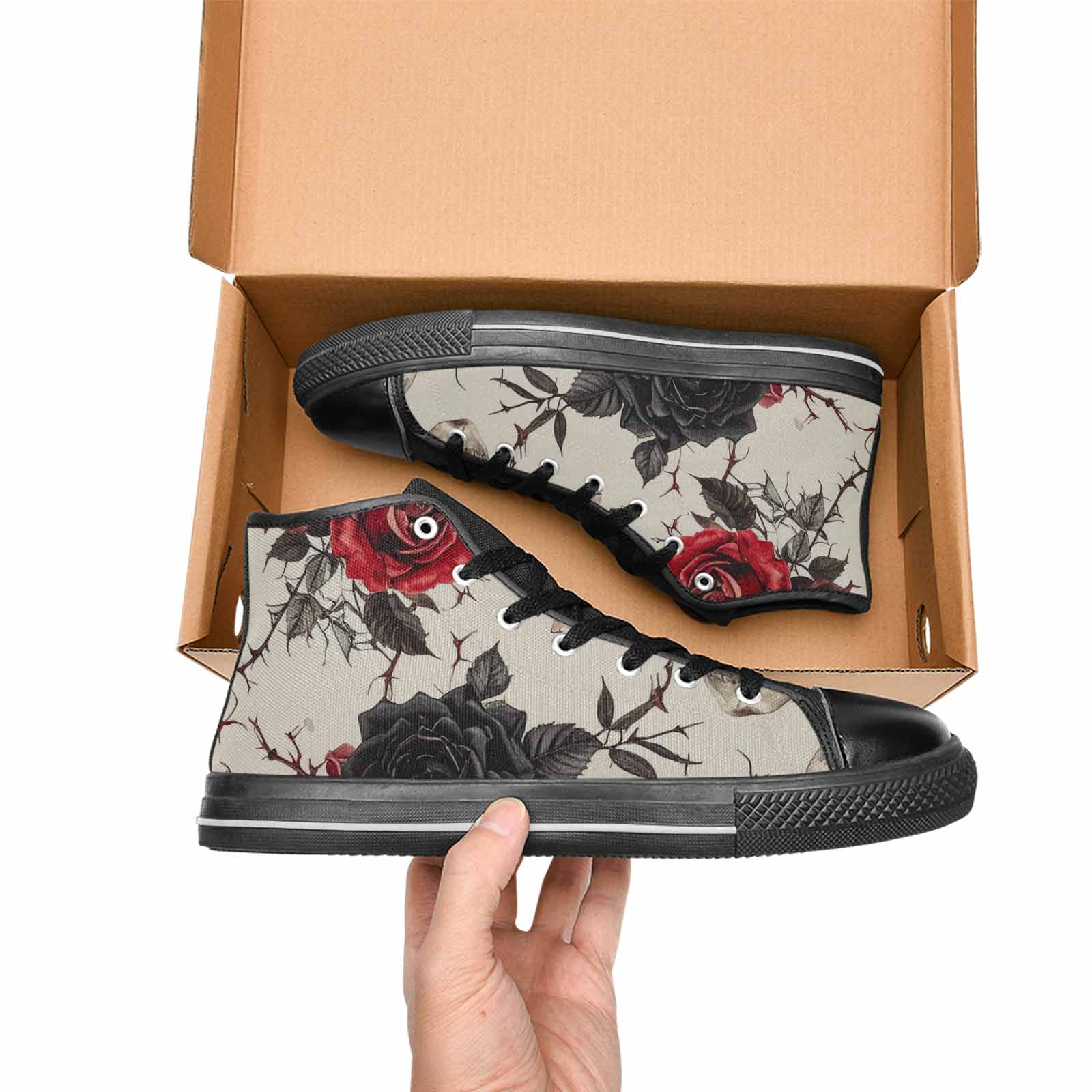 MEN'S Skulls - Roses High Top Canvas Surreal Custom Shoes