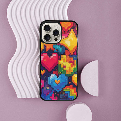 iPhone 16 Pro Max Case — Pixel Art 8 Bit Burst Pattern, Custom Print Case Cover