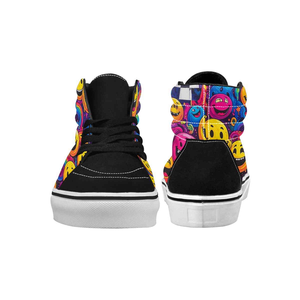 MEN'S Yellow Smiley Face High Top Canvas Dreamcore Sneakers