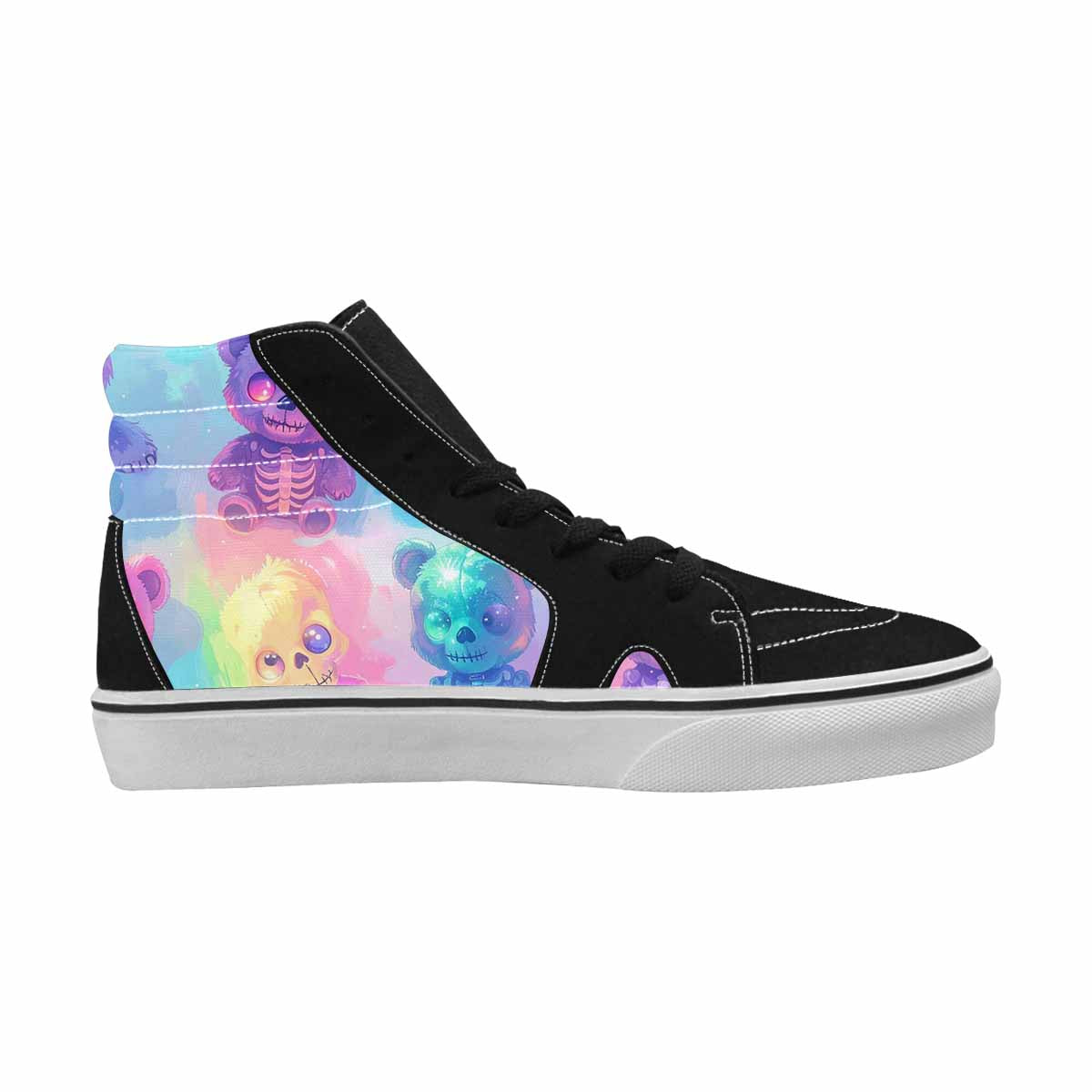 MEN'S Rainbow Teddy Skeletons Eye High Top Canvas Aesthetic Custom Shoes