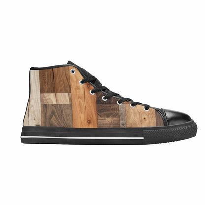 WOMEN'S Wood Grain Texture High Top Canvas Aesthetic Custom Sneakers