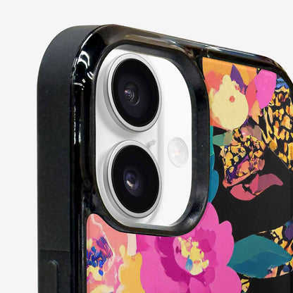 iPhone 16 Plus Case — Floral Snake Print, Custom Art Phone Cover