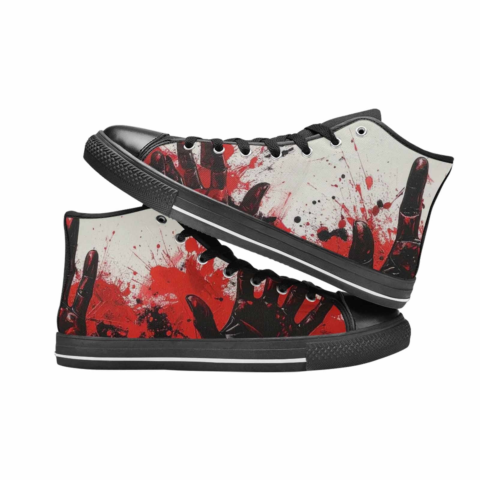 MEN'S Halloween Splatter Handprint High Top Canvas Vibrant Chaos Custom Sneakers