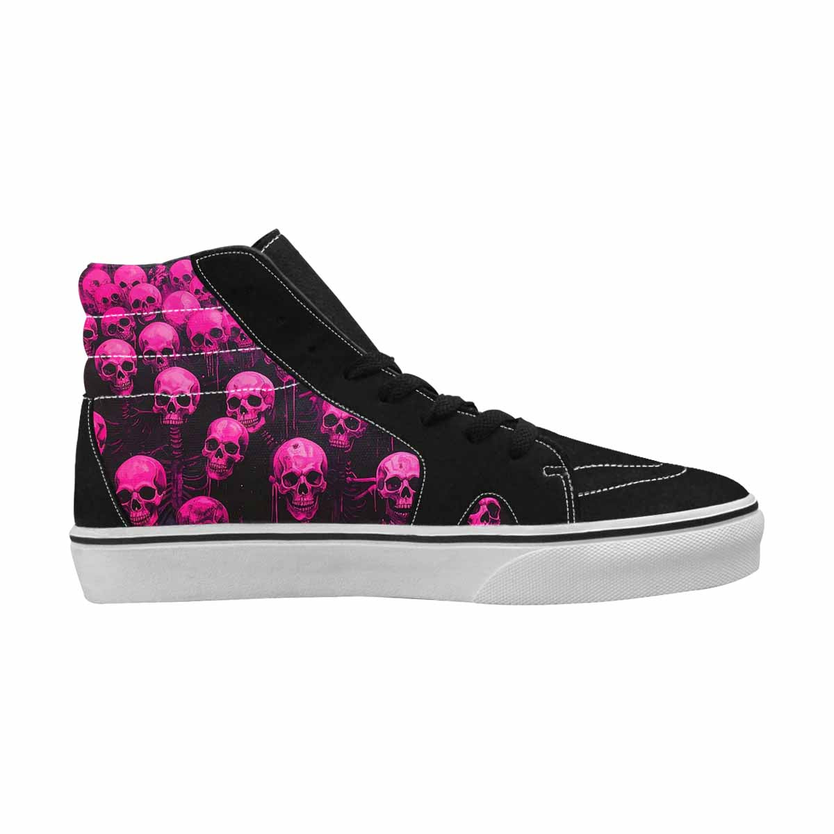 MEN'S Skeletons × Neon Pink High Top Canvas Cottagecore Sneakers