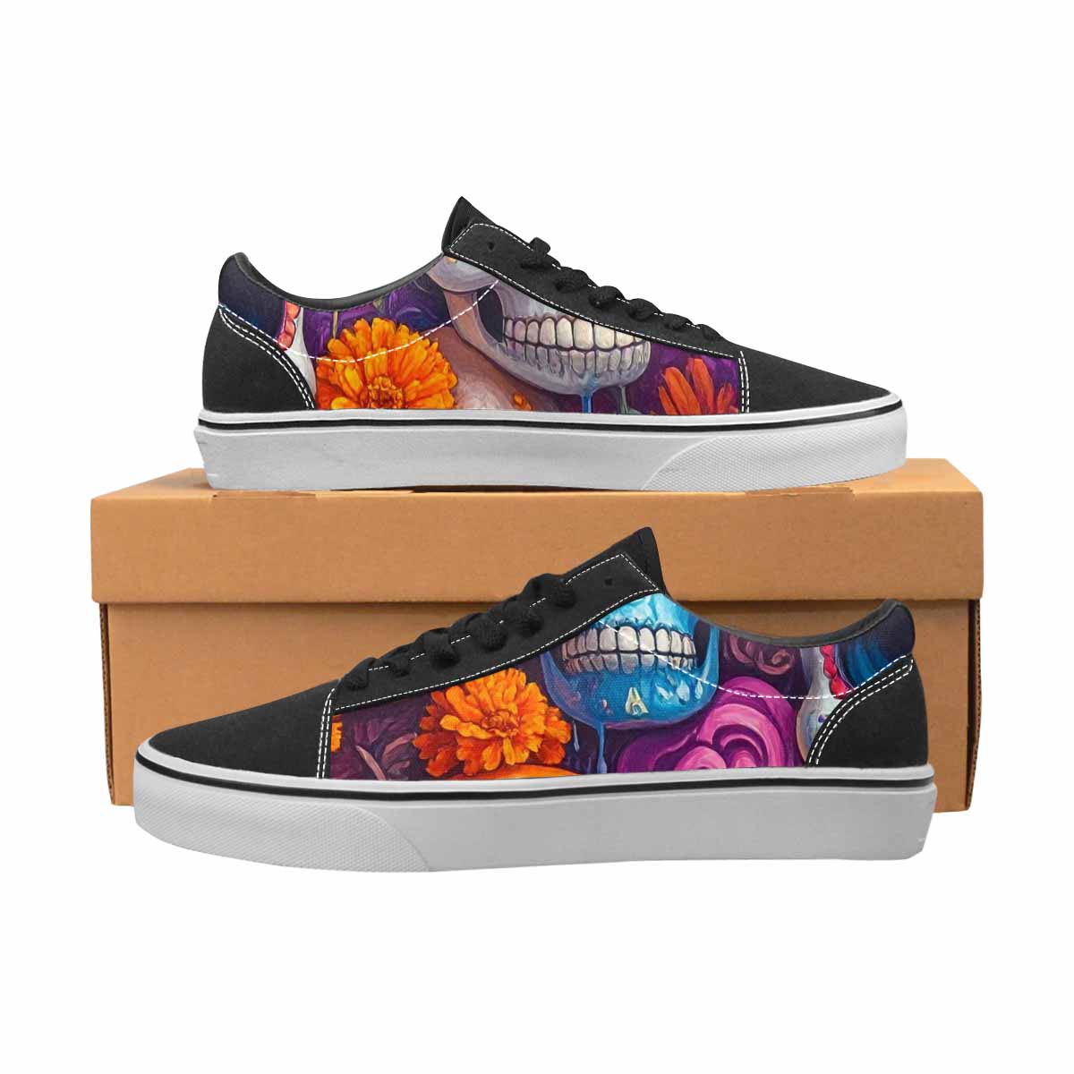 WOMEN'S Sugar Skulls Melting Sugar Lace-Up Canvas Aesthetic Shoes