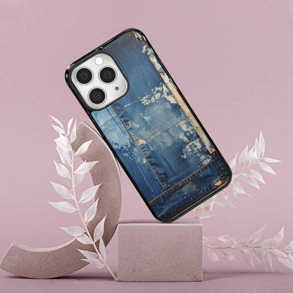iPhone 15 Pro Max Case — Denim Distressed Textures Print Edge To, Custom Phone Case