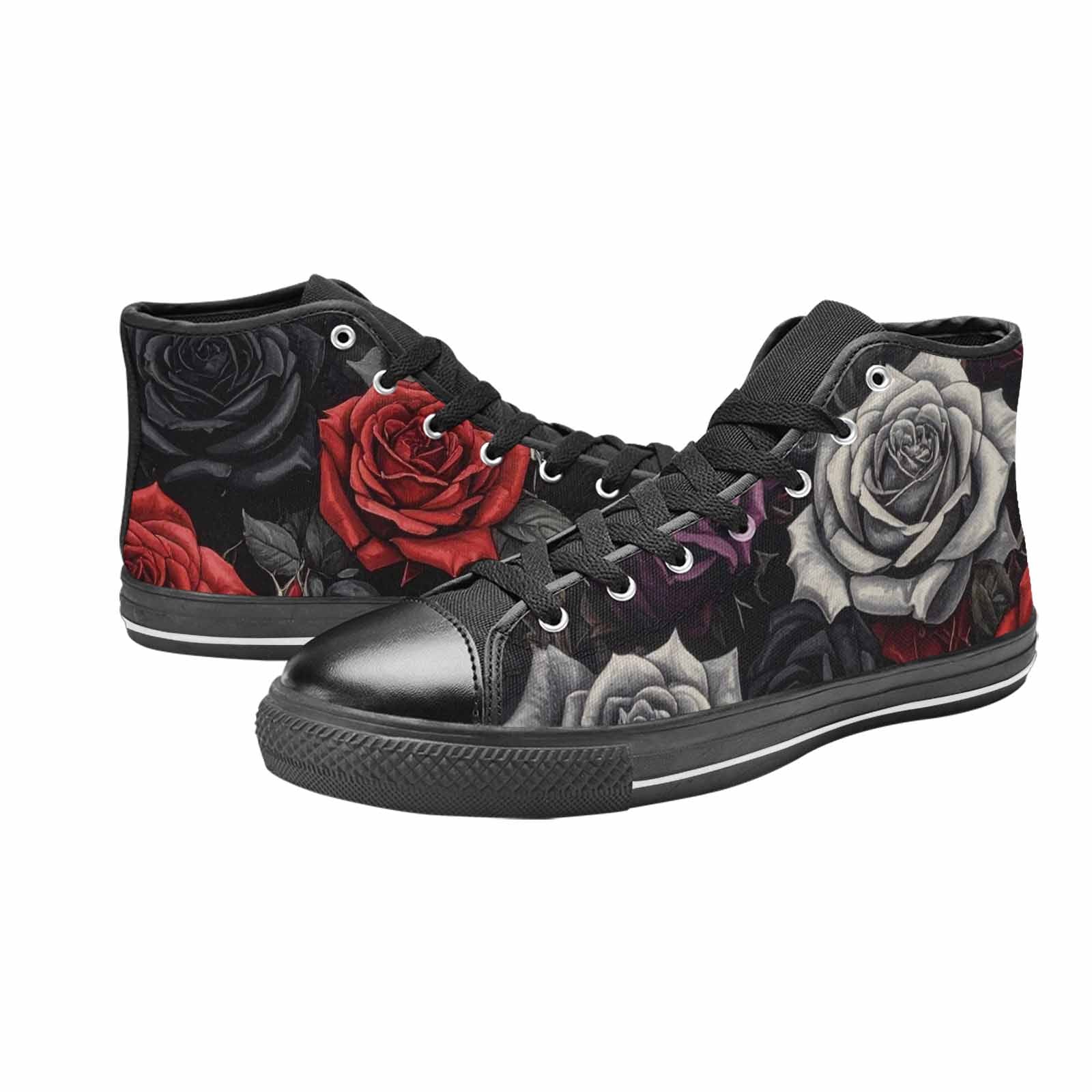 MEN'S Black Gothic Rose High Top Canvas Dreamcore Custom Sneakers