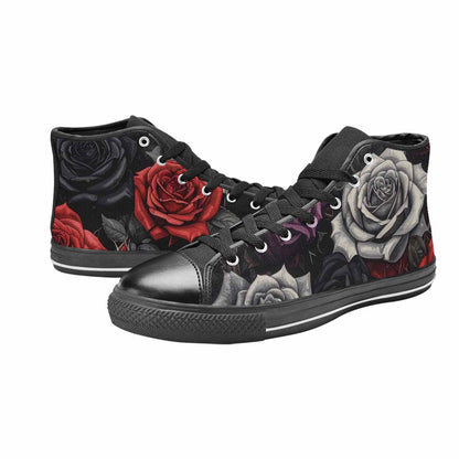 MEN'S Black Gothic Rose High Top Canvas Dreamcore Custom Sneakers