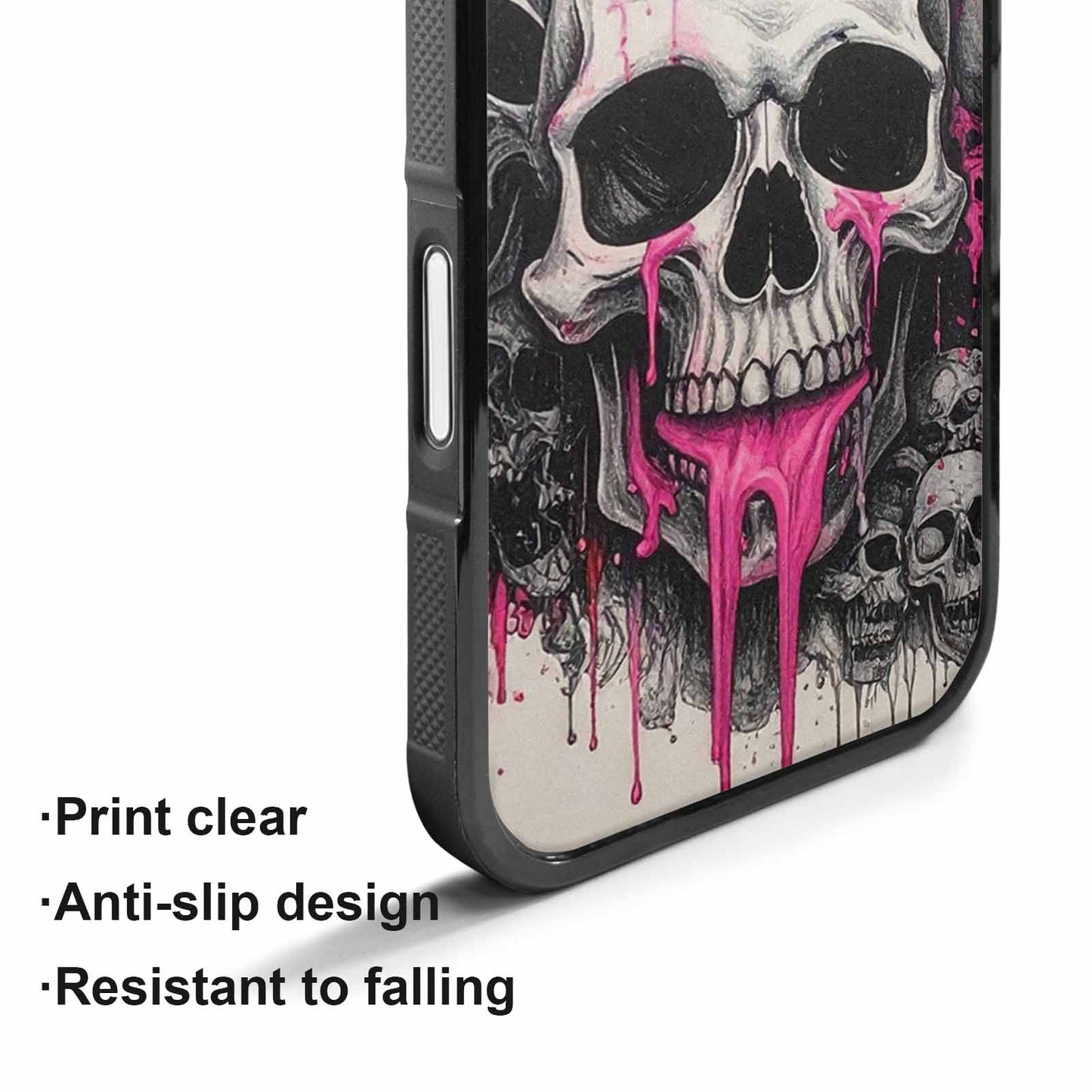iPhone 17 Case — Black &amp; Pink Ink Gothic Skulls, Custom Made Phone Cover