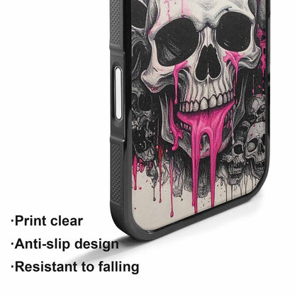 iPhone 17 Case — Black &amp; Pink Ink Gothic Skulls, Custom Made Phone Cover