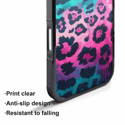 iPhone 17 Pro Max Case — Leopard Neon Pink Teal Airbrush Animal, Custom Printed Phone Case
