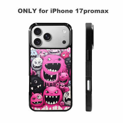 iPhone 17 Pro Max Case — Black &amp; Pink Ink Cartoon Cute, Custom Print Case Cover