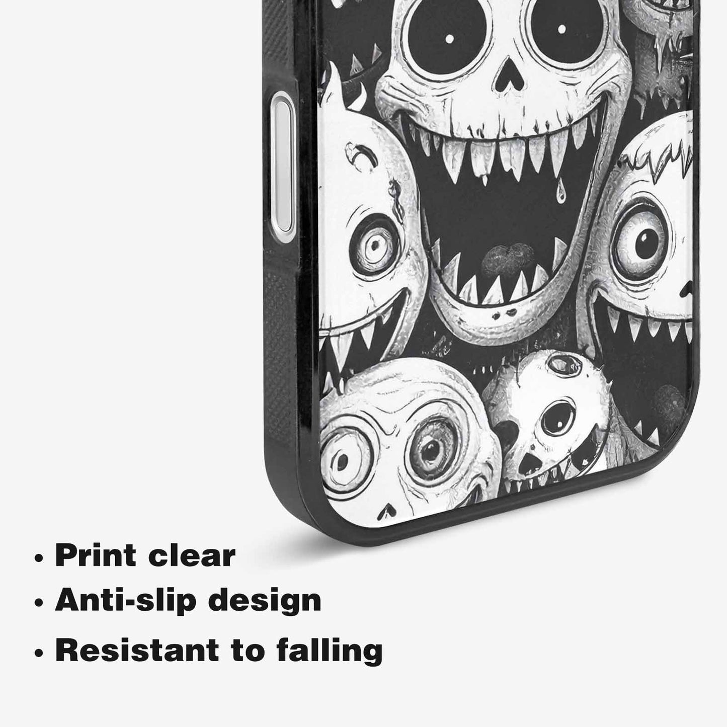 iPhone 16 Case — Black And White Monster Face Collage, Personalized Phone Case