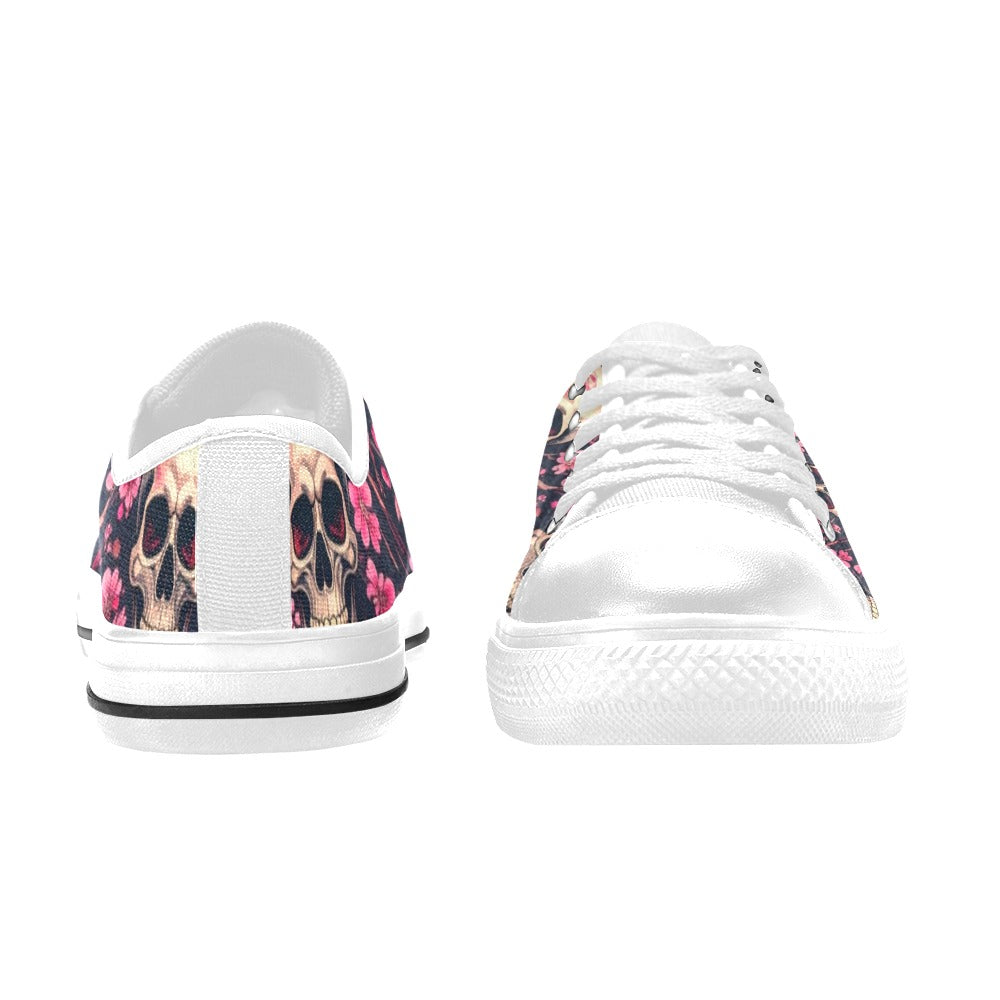 WOMEN'S Skull Cherry Blossom Low Top Canvas Dreamcore Custom Shoes