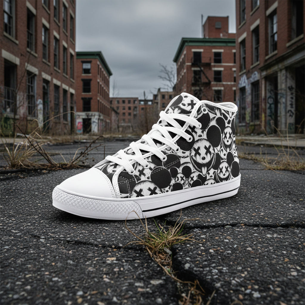 Xo Xo Art Pen and Ink Style Unisex High Top Canvas Shoes