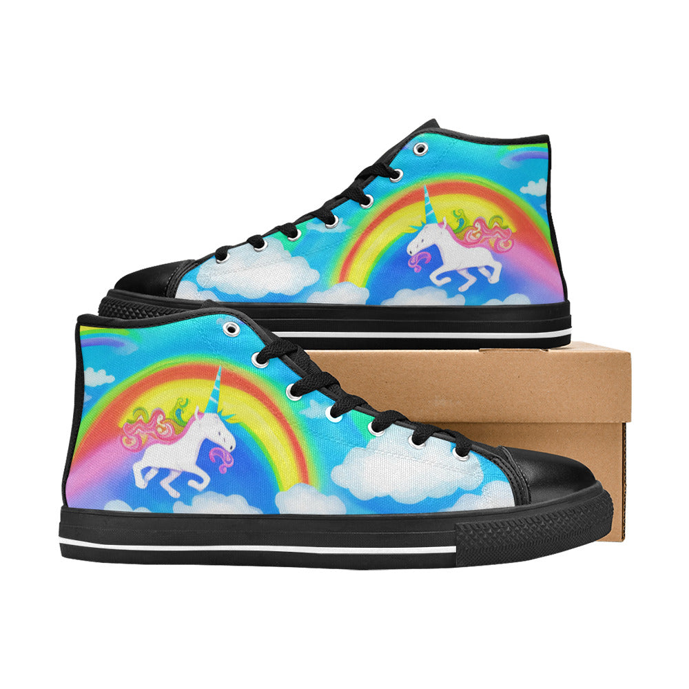 WOMEN'S Abstract Unicorn Art High Top Canvas Cottagecore Custom Sneakers