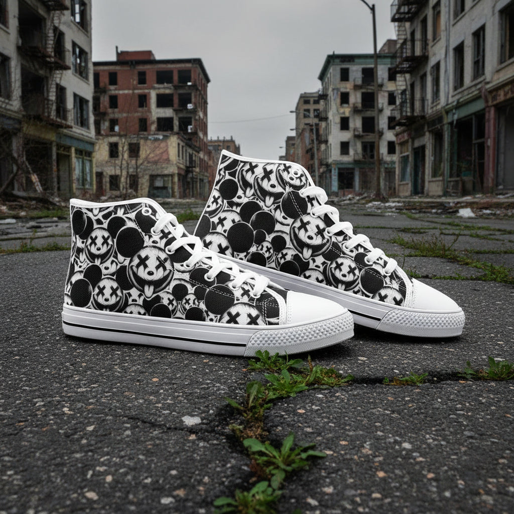 Xo Xo Art Pen and Ink Style Unisex High Top Canvas Shoes