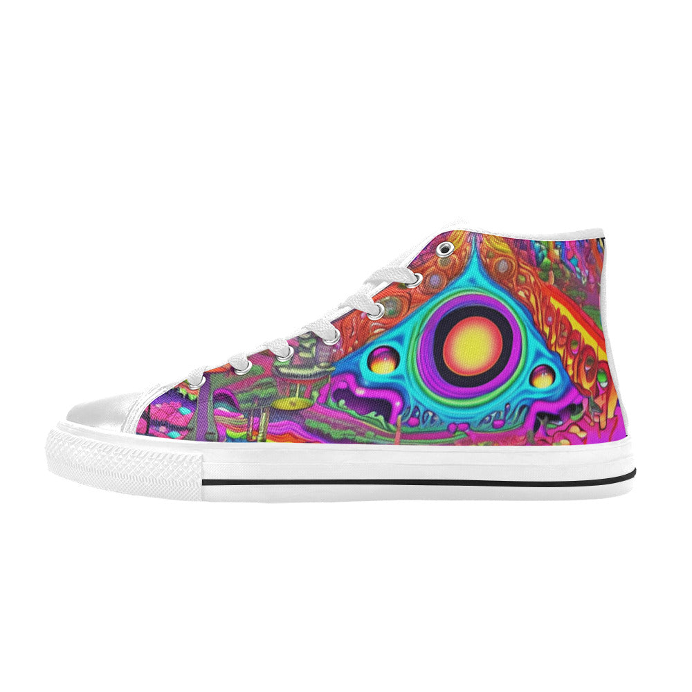 WOMEN'S Trippy World Art High Top Canvas Dark Academia Custom Shoes