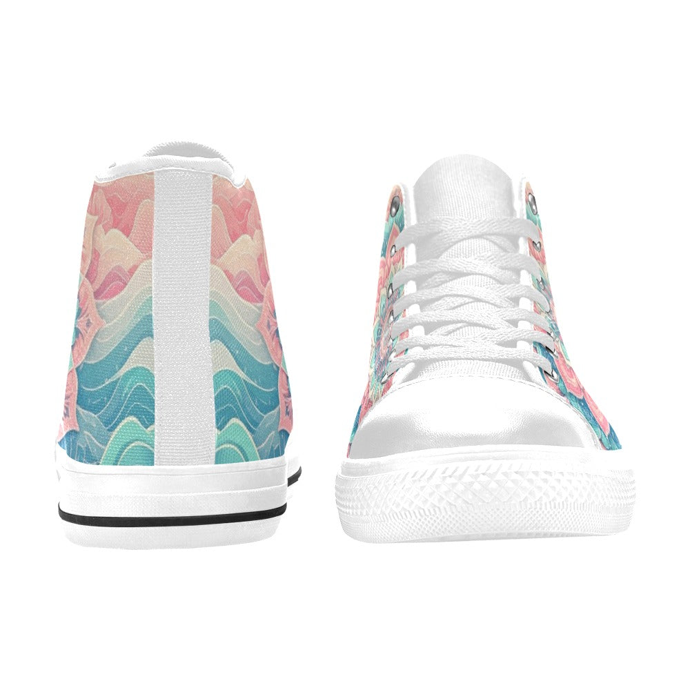 WOMEN'S Pastel Wave Mandala High Top Canvas Surreal Sneakers