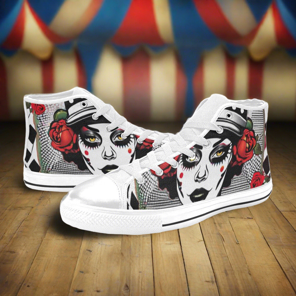 Wolf Purple Teal Unique WOMEN Bold Art - Freaky Shoes | Custom Art Sneakers